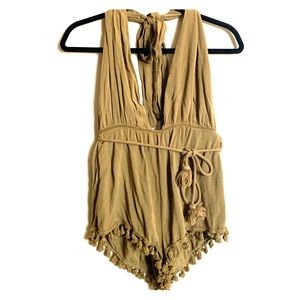 Olive Deep Cut Romper